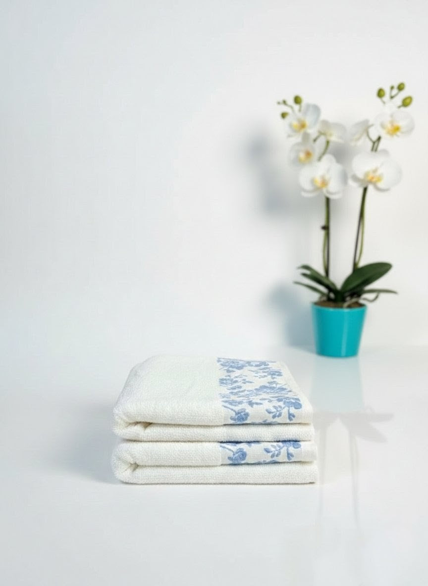 Blue Embroided Towel