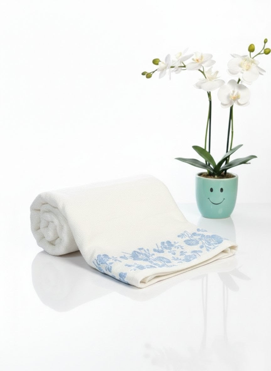 Blue Embroided Towel