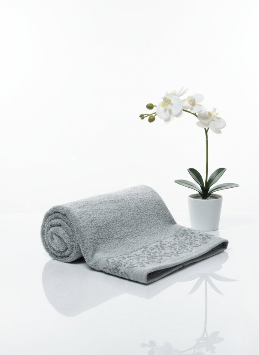 Premium Gray Embroided Towel