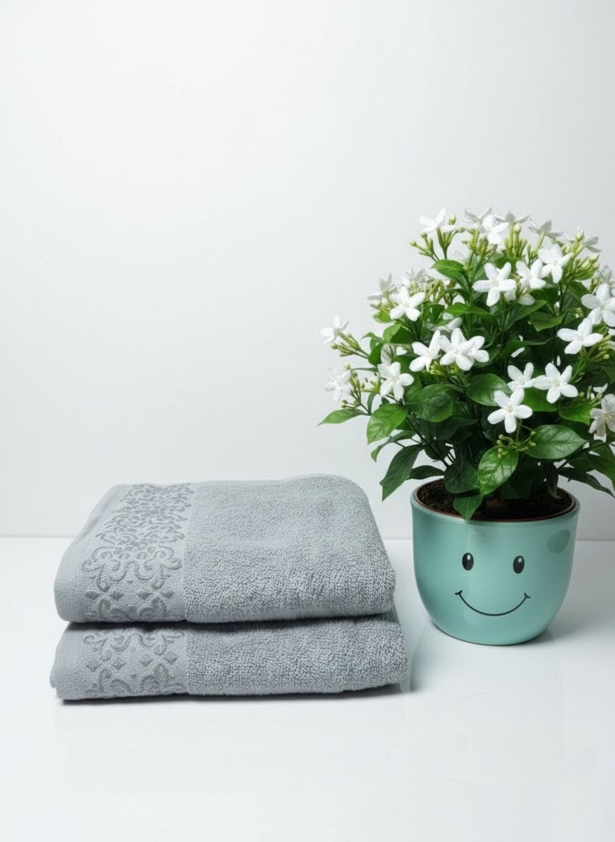 Premium Gray Embroided Towel