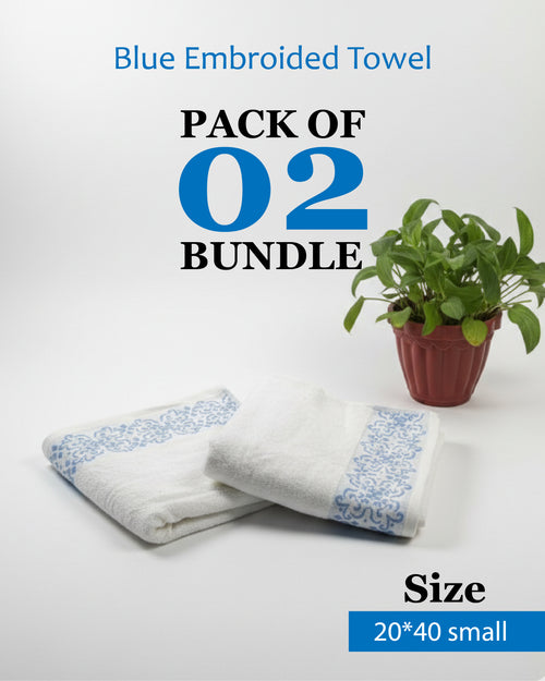 Blue Emborided Towel Bundle