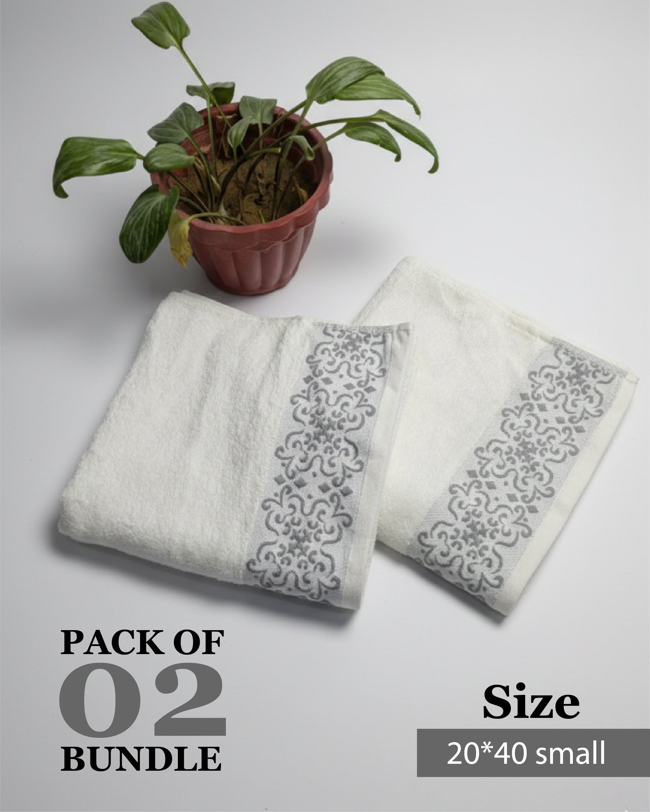 Gray Emborided Towel Bundle