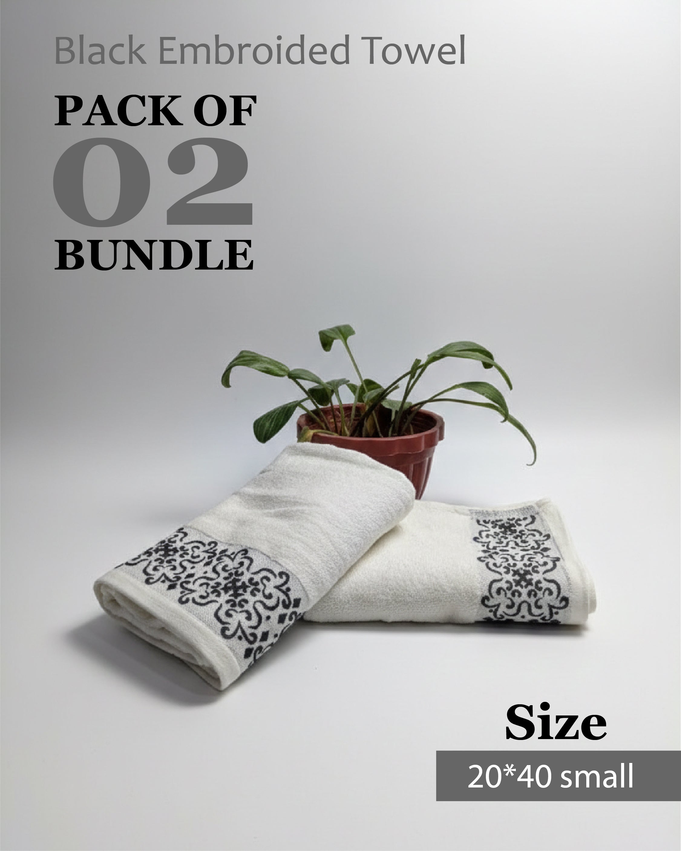 Black & White Emborided Towel Bundle
