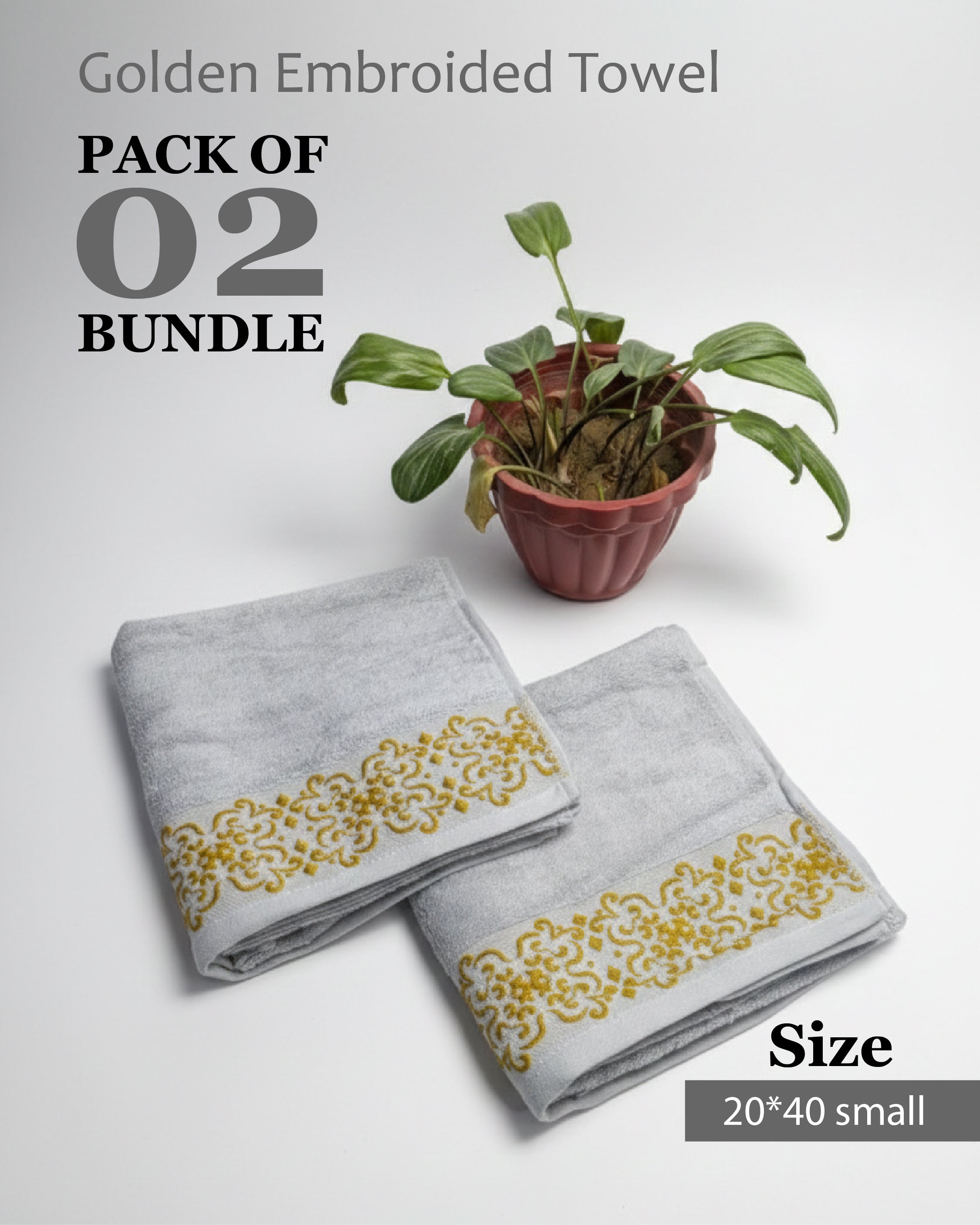 Golden Emborided Towel Bundle