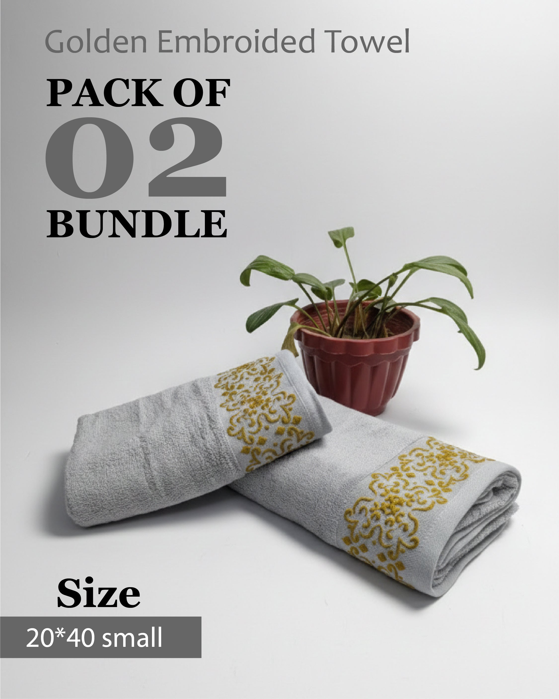 Golden Emborided Towel Bundle